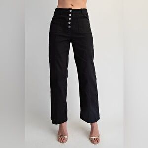 Twill Patch Pocket Straight Leg Cropped Pants - Edit by Nine
